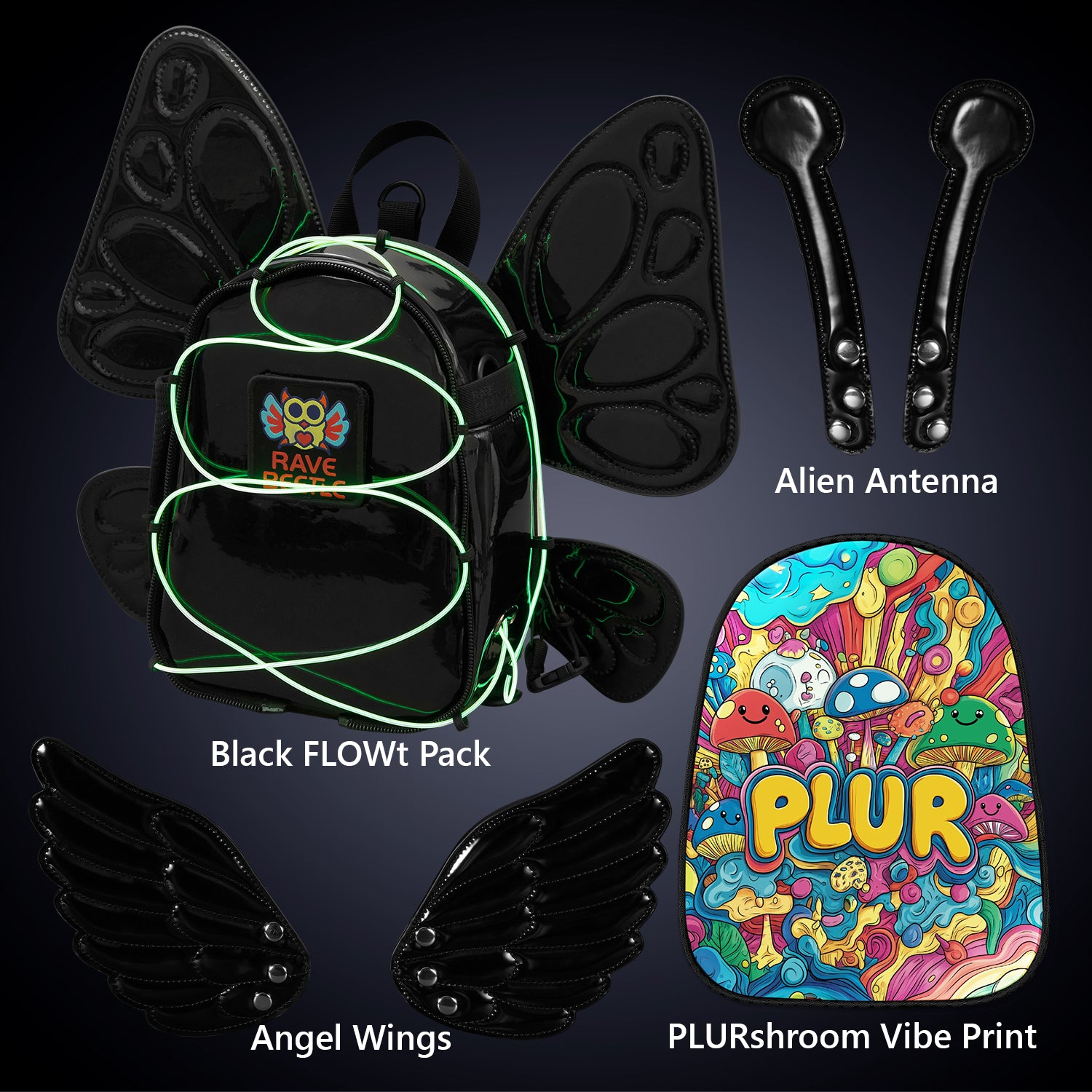 FLOWt Essential Bundle – Wings & PLUR Mushroom Vibe Print Pack