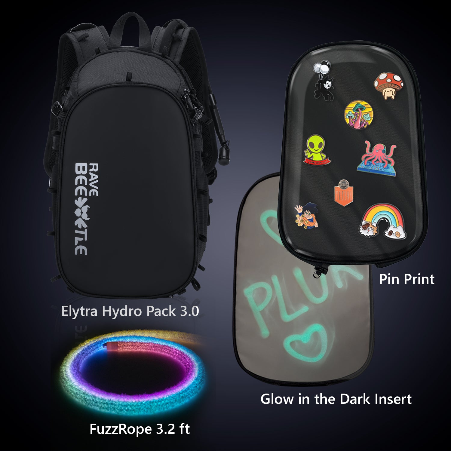 Elytra 3.0 Pin Print Bundle โ Pin Print, Glow in the Dark Insert & Fuzz Rope Set