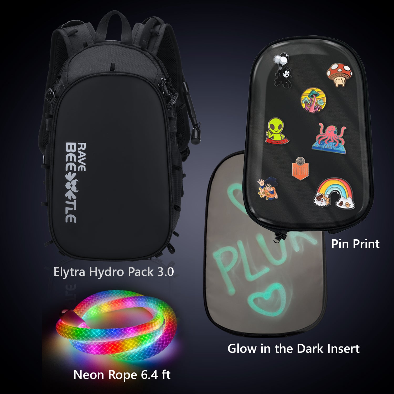 Elytra 3.0 Pin Print Bundle – Pin Print, Glow in the Dark Insert & Neon Rope Set