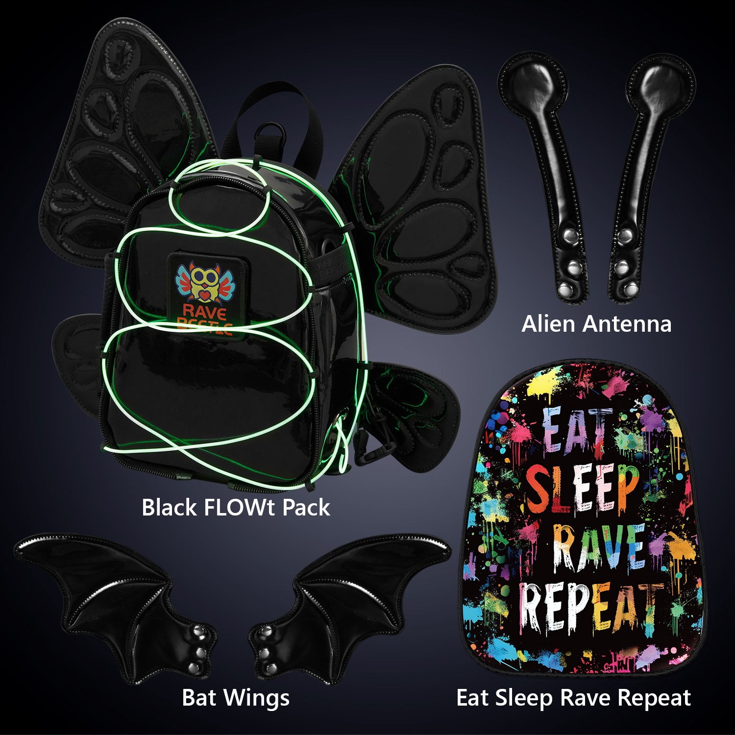 FLOWt Essential Bundle – Wings & Eat Sleep Rave Repeat Vibe Print Pack