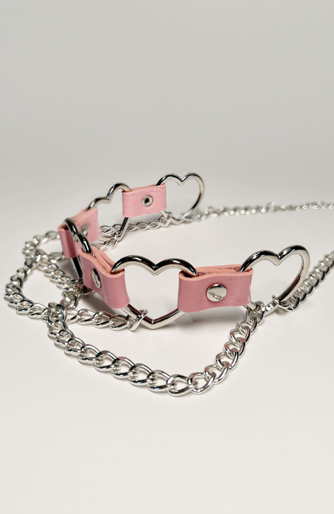 Heart Shape Beauty Chain & Leather Choker