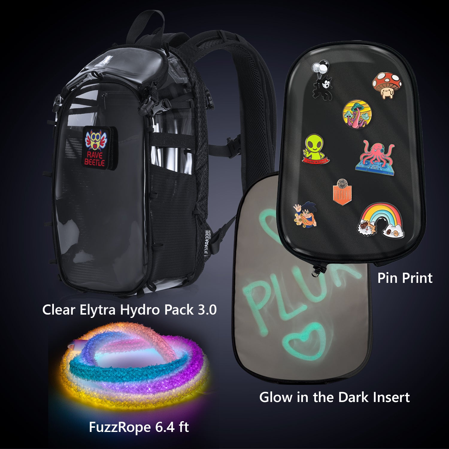Elytra 3.0 Pin Print Bundle โ Pin Print, Glow in the Dark Insert & Fuzz Rope Set
