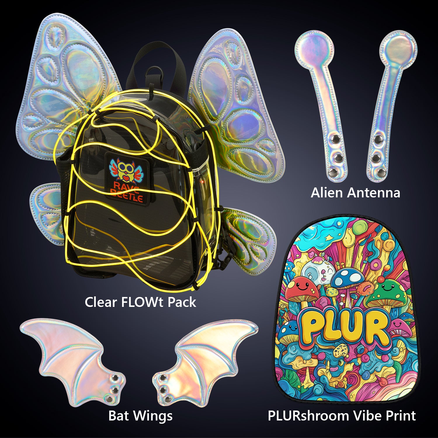 FLOWt Essential Bundle – Wings & PLUR Mushroom Vibe Print Pack