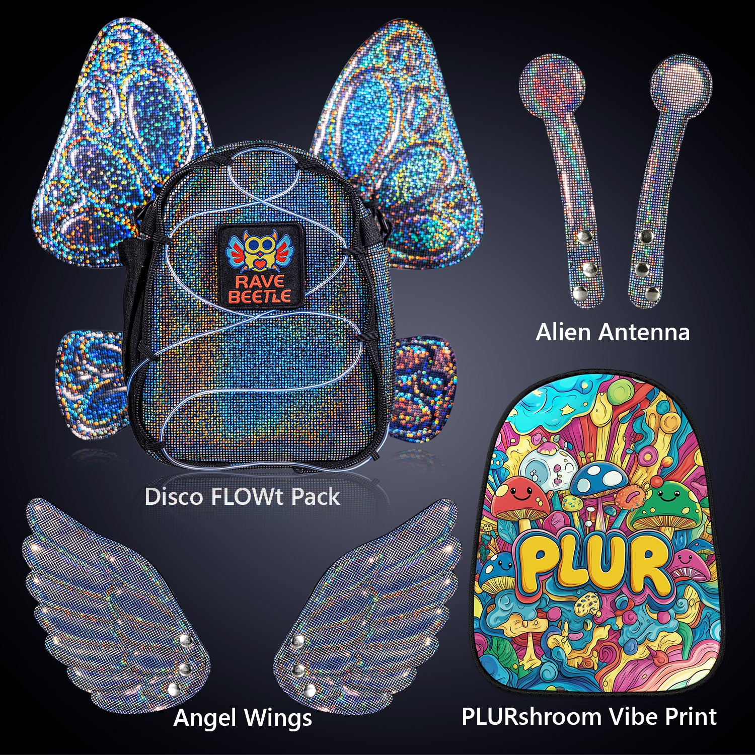 FLOWt Essential Bundle – Wings & PLUR Mushroom Vibe Print Pack