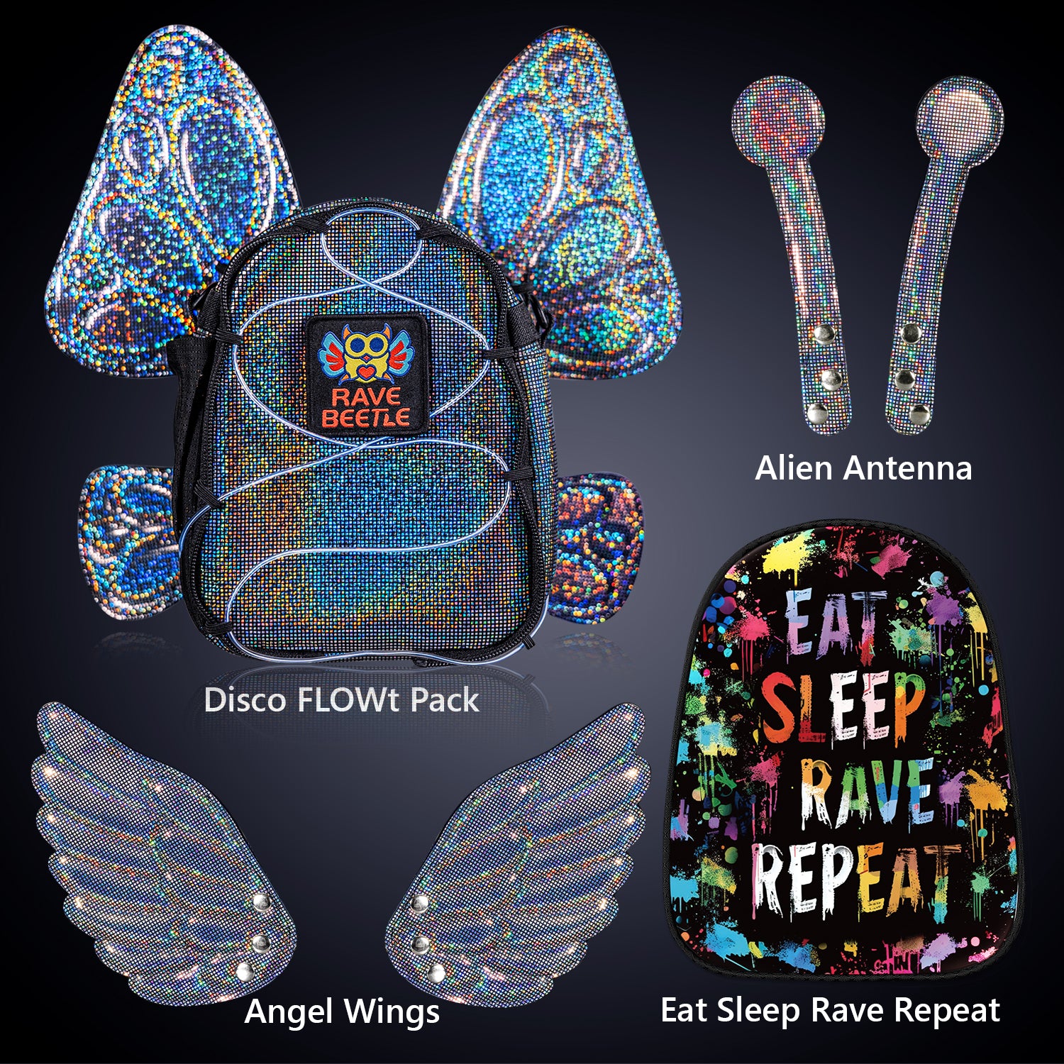 FLOWt Essential Bundle – Wings & Eat Sleep Rave Repeat Vibe Print Pack