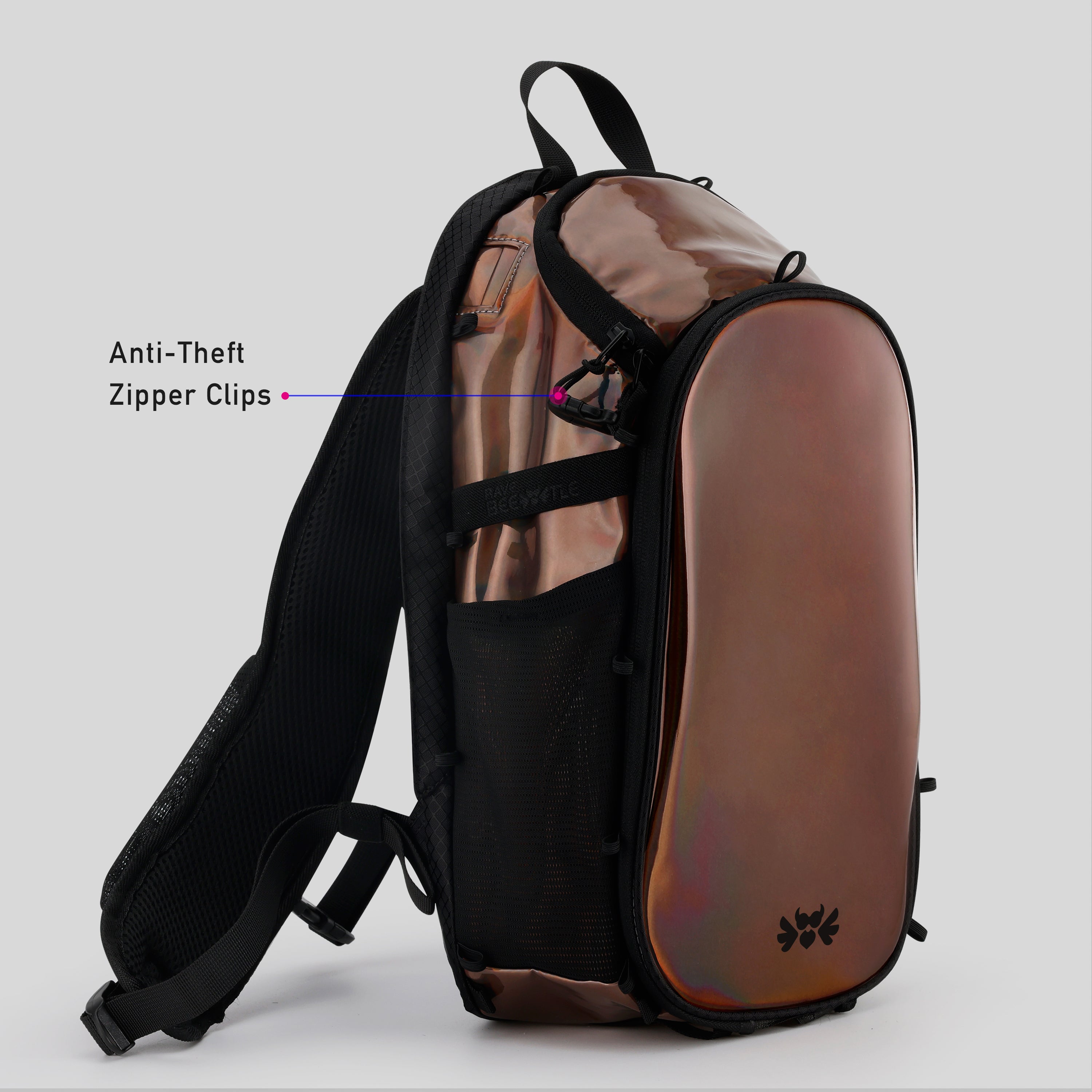 RaveBeetle Elytra LED Hydration Pack – Festival Backpack with Water Bladder (Holographic Mocha)
