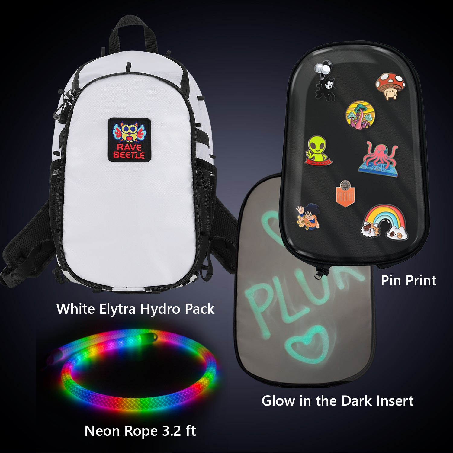 Elytra Pin Print Bundle – Pin Print, Glow in the Dark Insert & Neon Rope Set