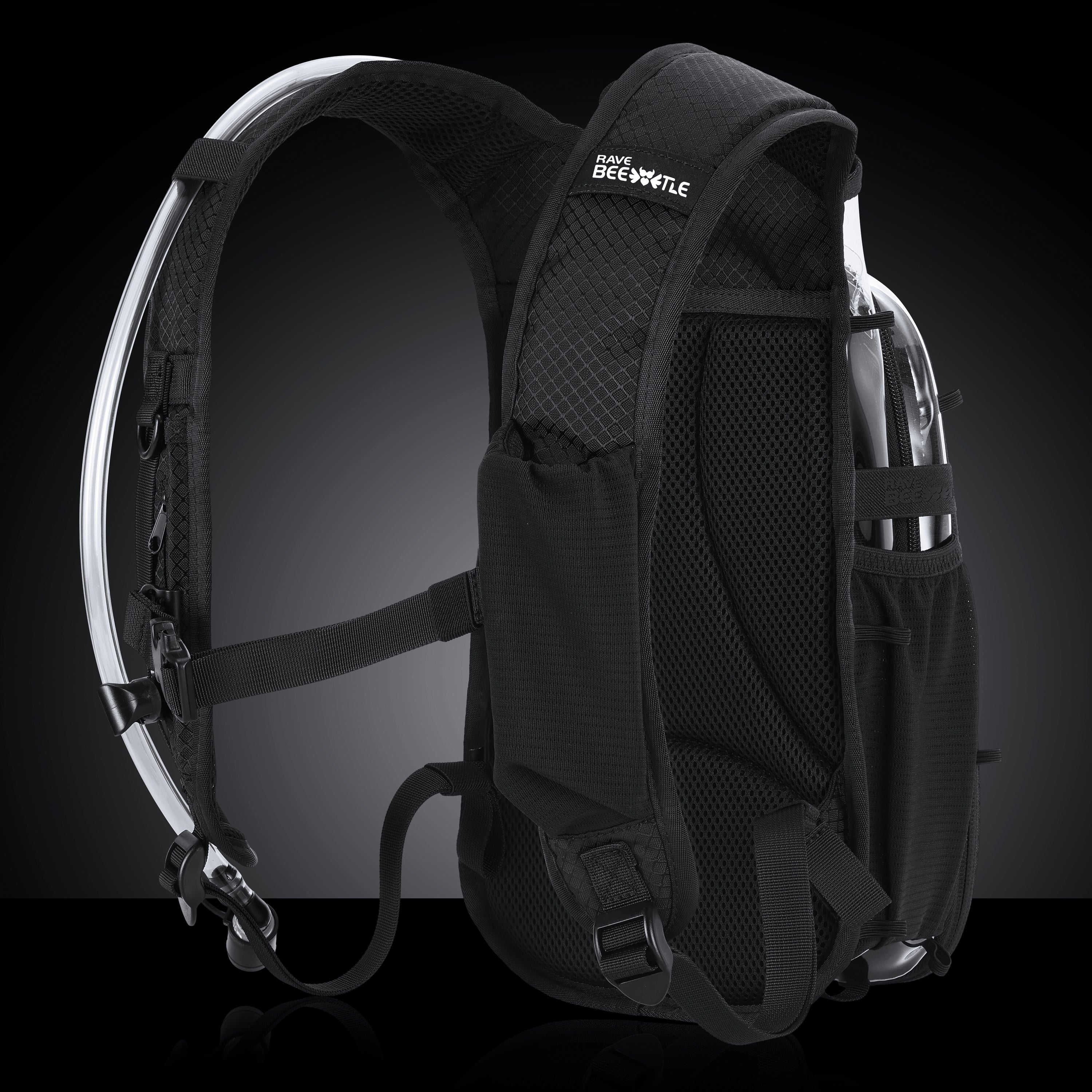 RaveBeetle Elytra AIR LED Hydration Backpack – Lightweight Festival Pack with 2L Water Bladder (Clear)