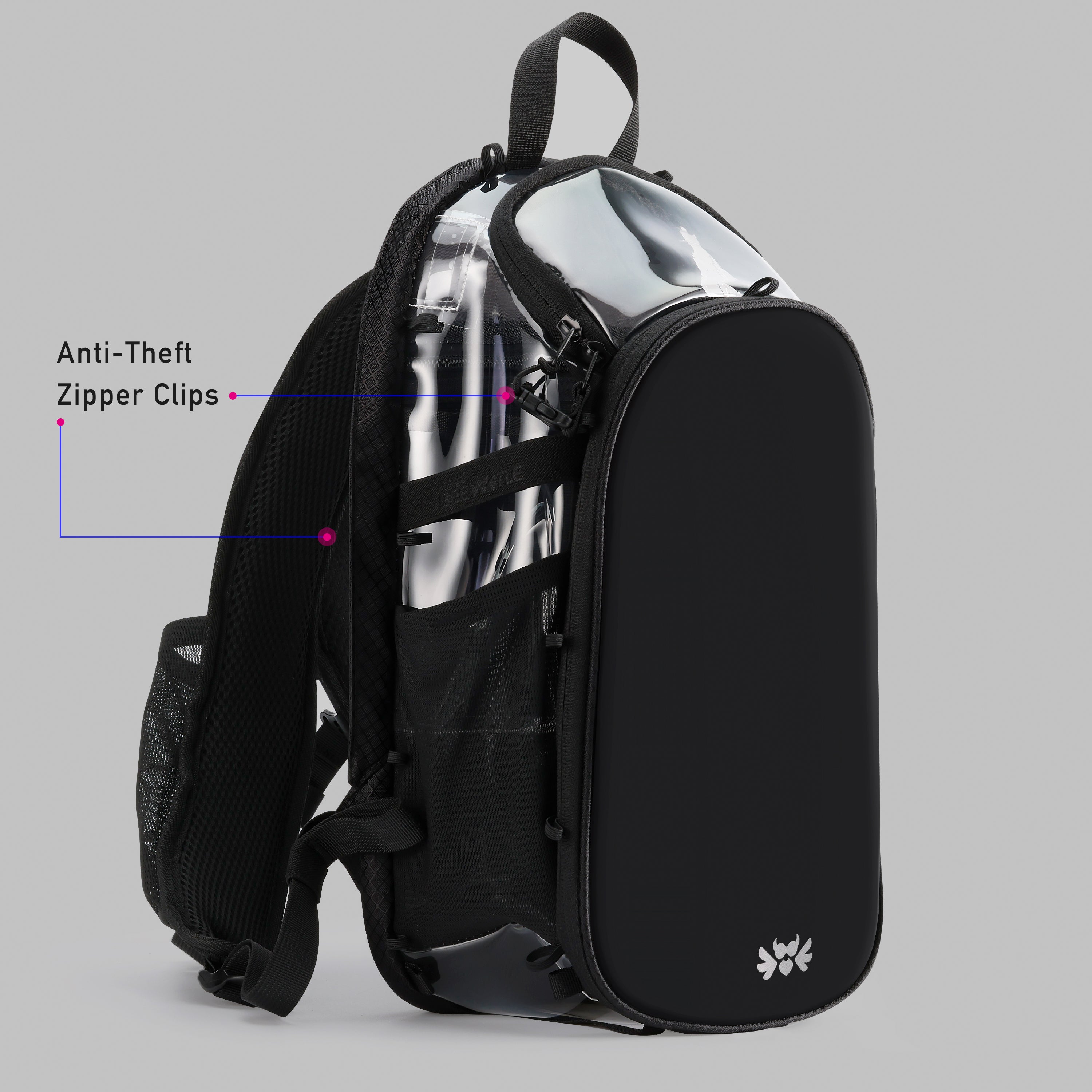 RaveBeetle Elytra Hydration Pack – Festival Backpack with Water Bladder (Clear)