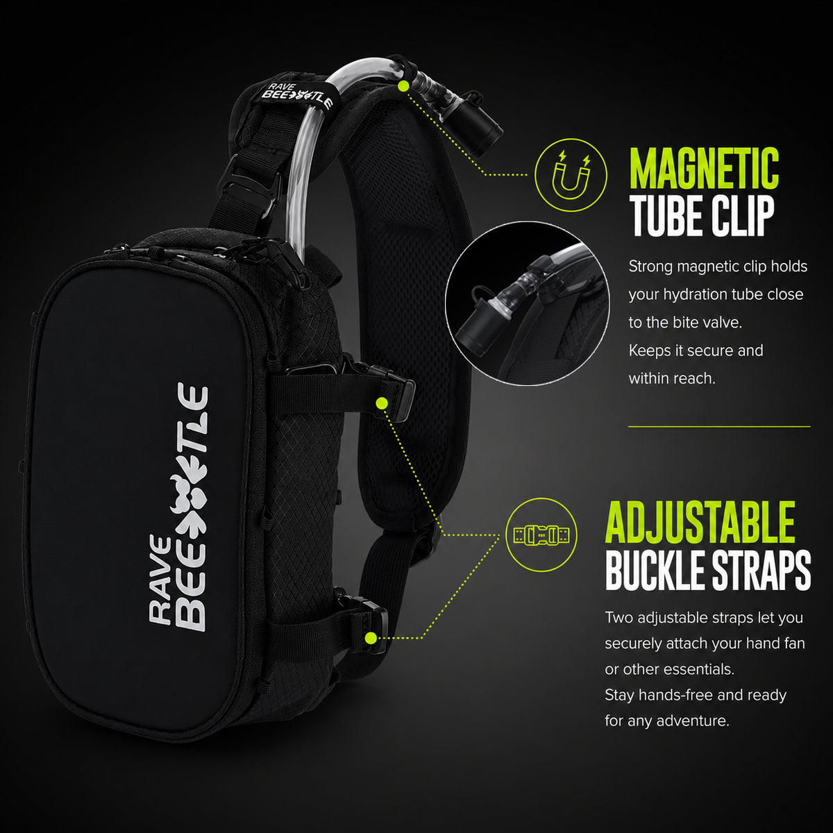 HART Hydration Sling Pack Pin Display Bundle + 6FT LED Strip Light (Black)