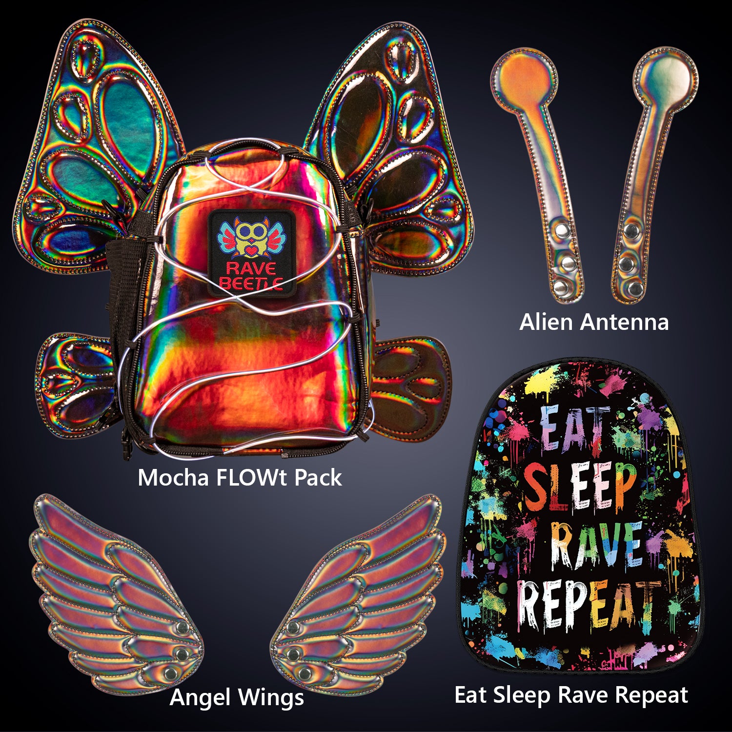 FLOWt Essential Bundle – Wings & Eat Sleep Rave Repeat Vibe Print Pack