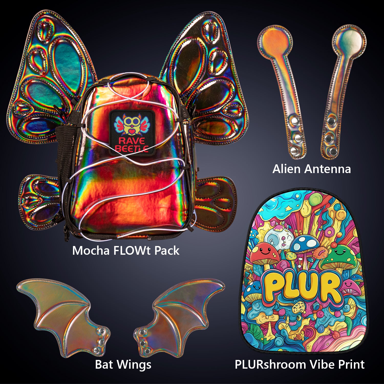 FLOWt Essential Bundle – Wings & PLUR Mushroom Vibe Print Pack