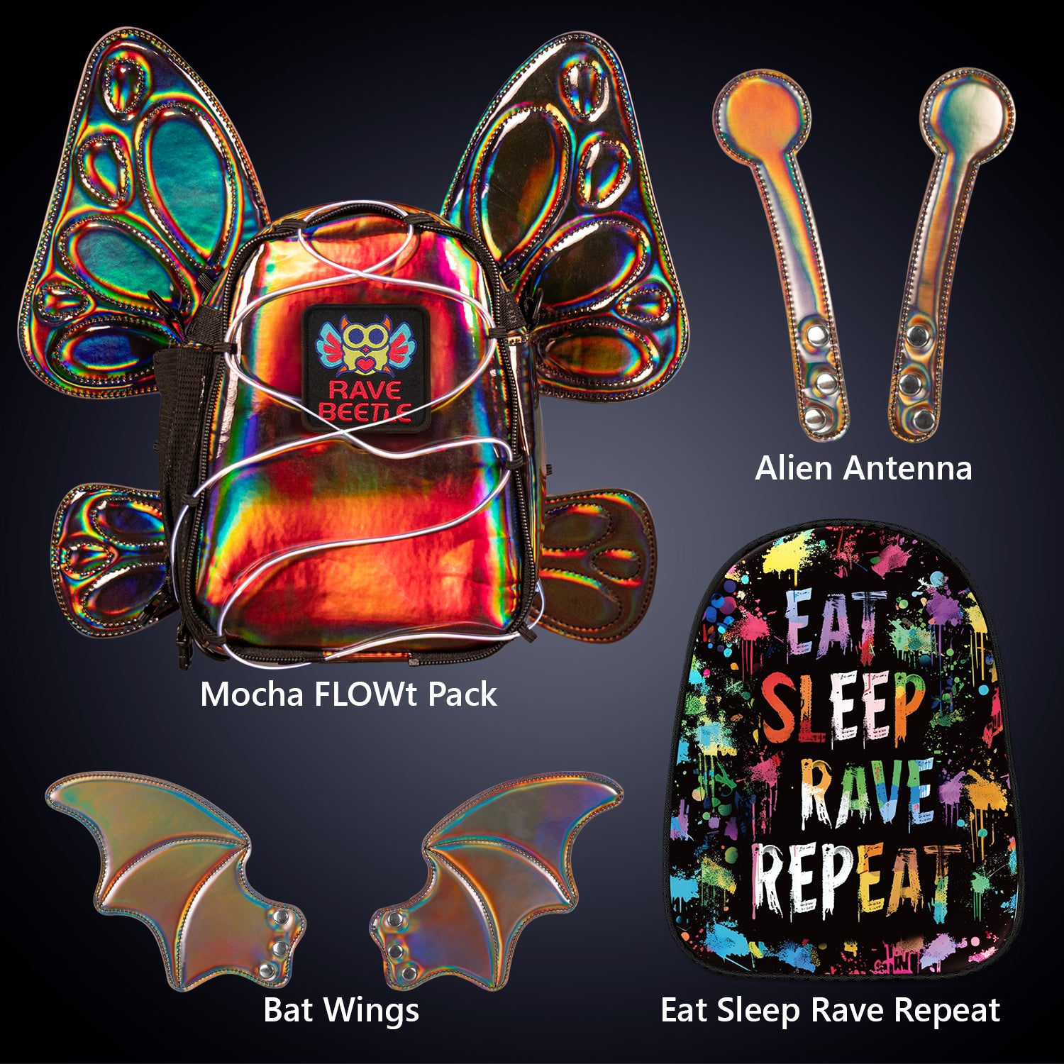 FLOWt Essential Bundle – Wings & Eat Sleep Rave Repeat Vibe Print Pack