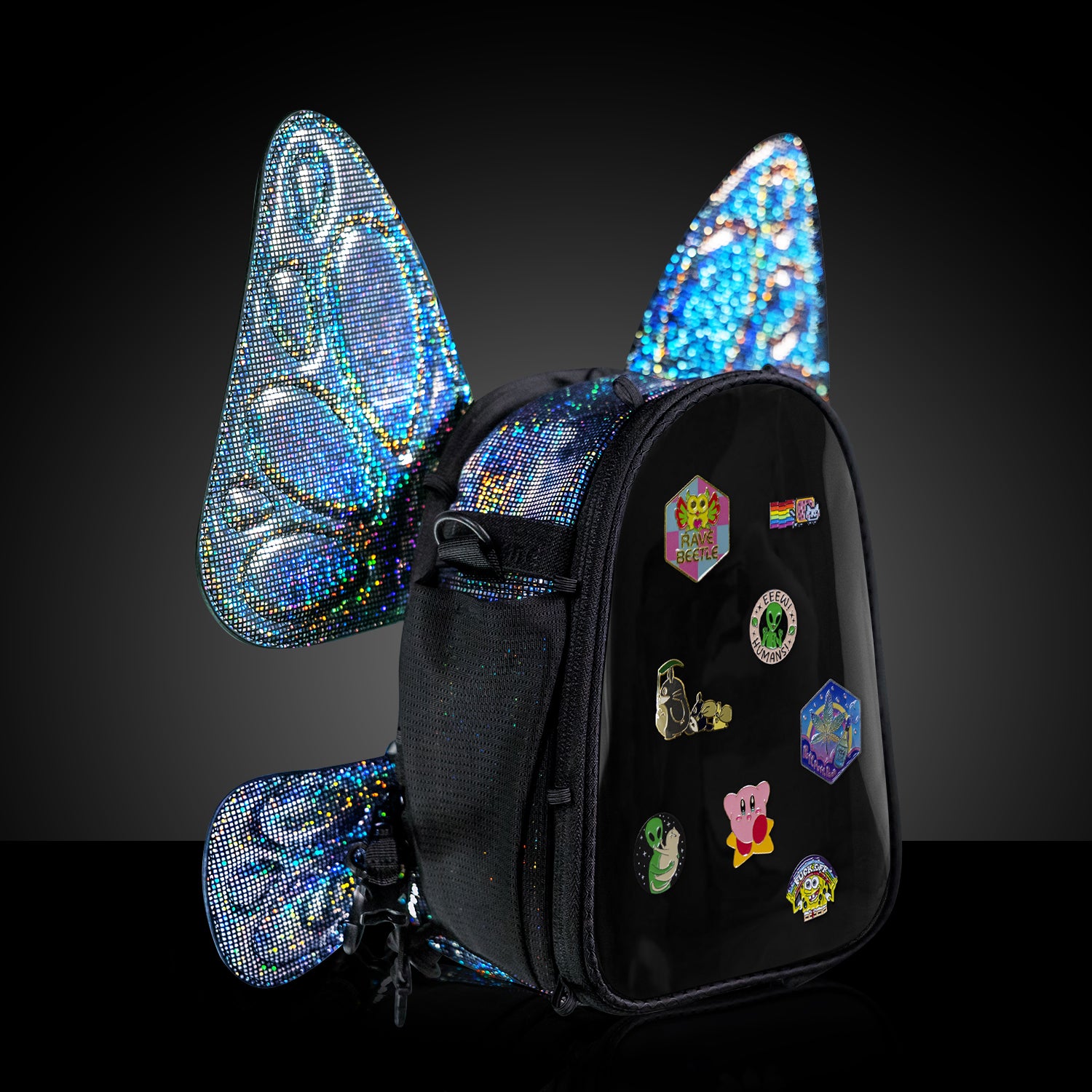RaveBeetle Festival Pin Display FLOWt Pack with Butterfly Wings Disco
