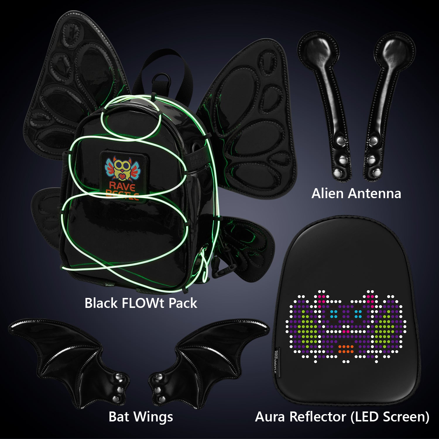 FLOWt Aura Bundle – Bat, Butterfly Wings & Alien Antenna Vibe Pack