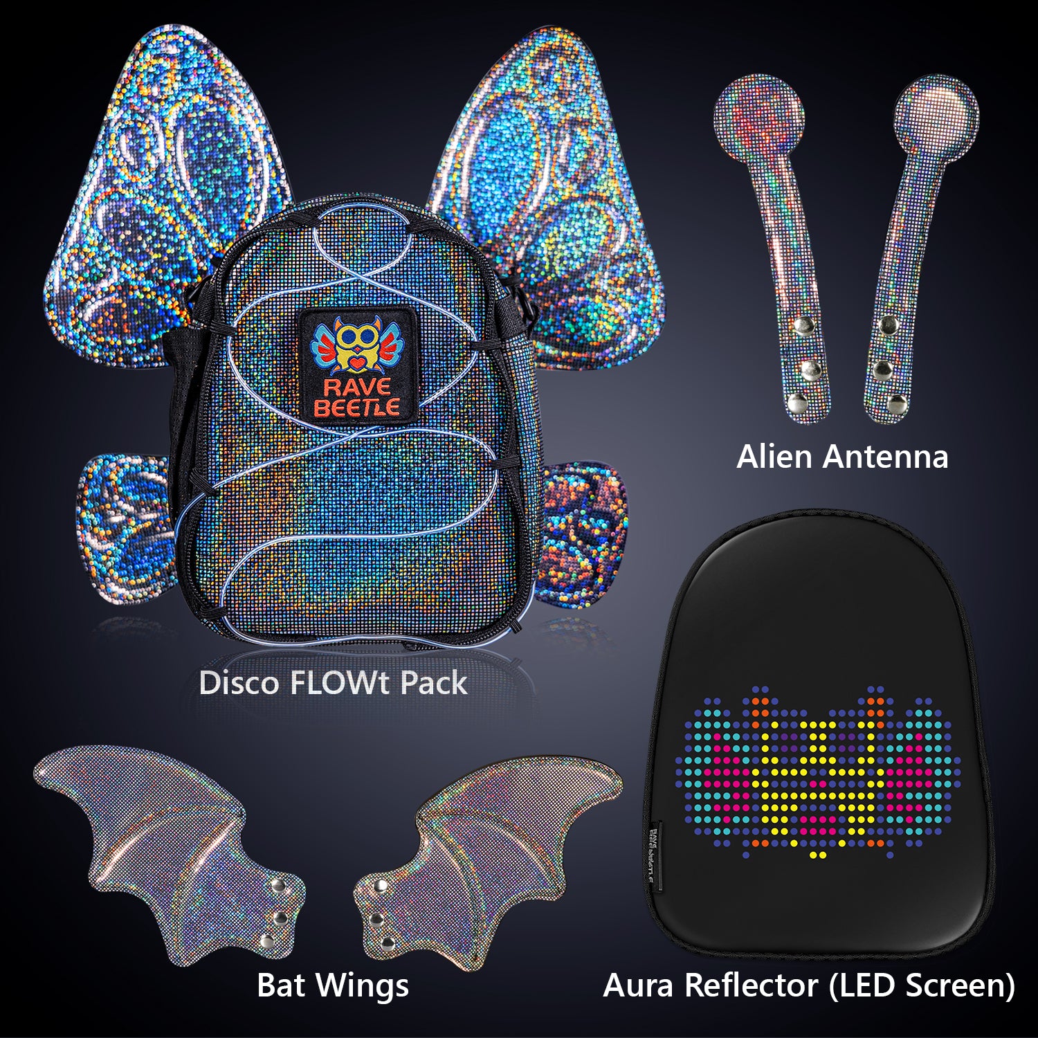FLOWt Aura Bundle – Bat, Butterfly Wings & Alien Antenna Vibe Pack