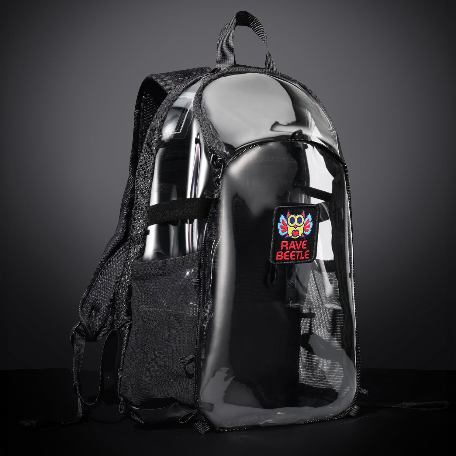 RaveBeetle Elytra LED Hydration Pack – Festival Backpack with Water Bladder (Clear)