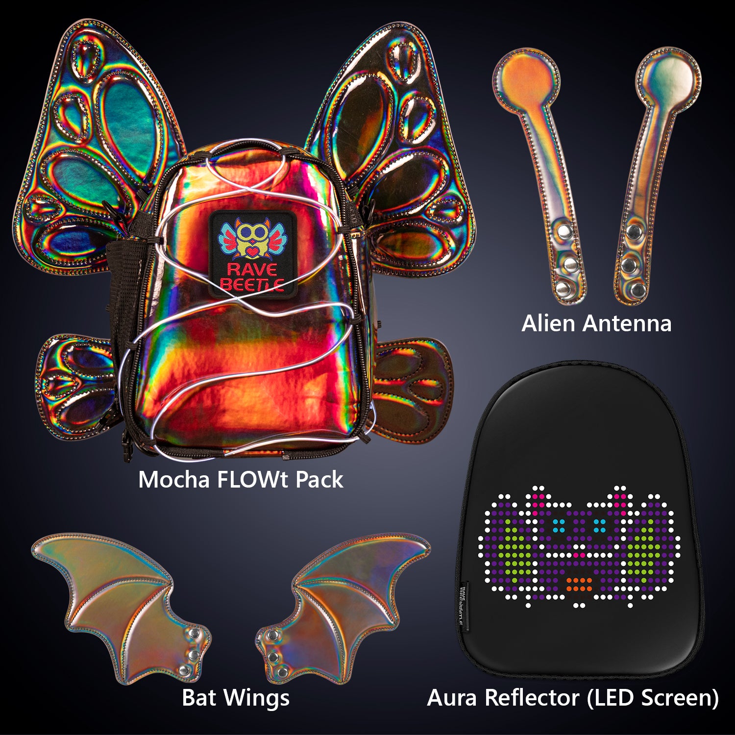FLOWt Aura Bundle – Bat, Butterfly Wings & Alien Antenna Vibe Pack