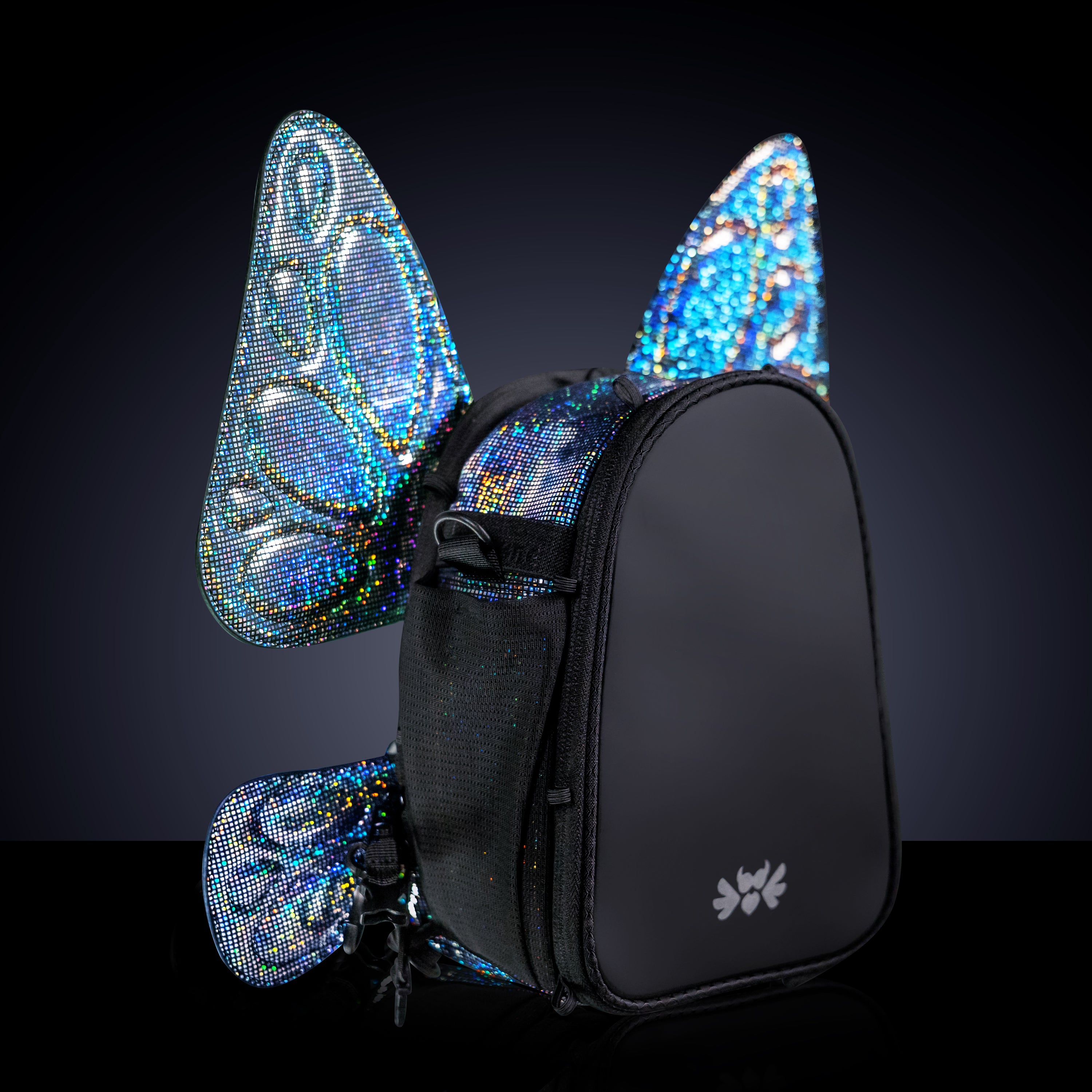 RaveBeetle FLOWt Hydration Festival Pack – Swappable Wing Rave Backpack with 8oz Soft Water Bottle & Light Accessory (Disco)