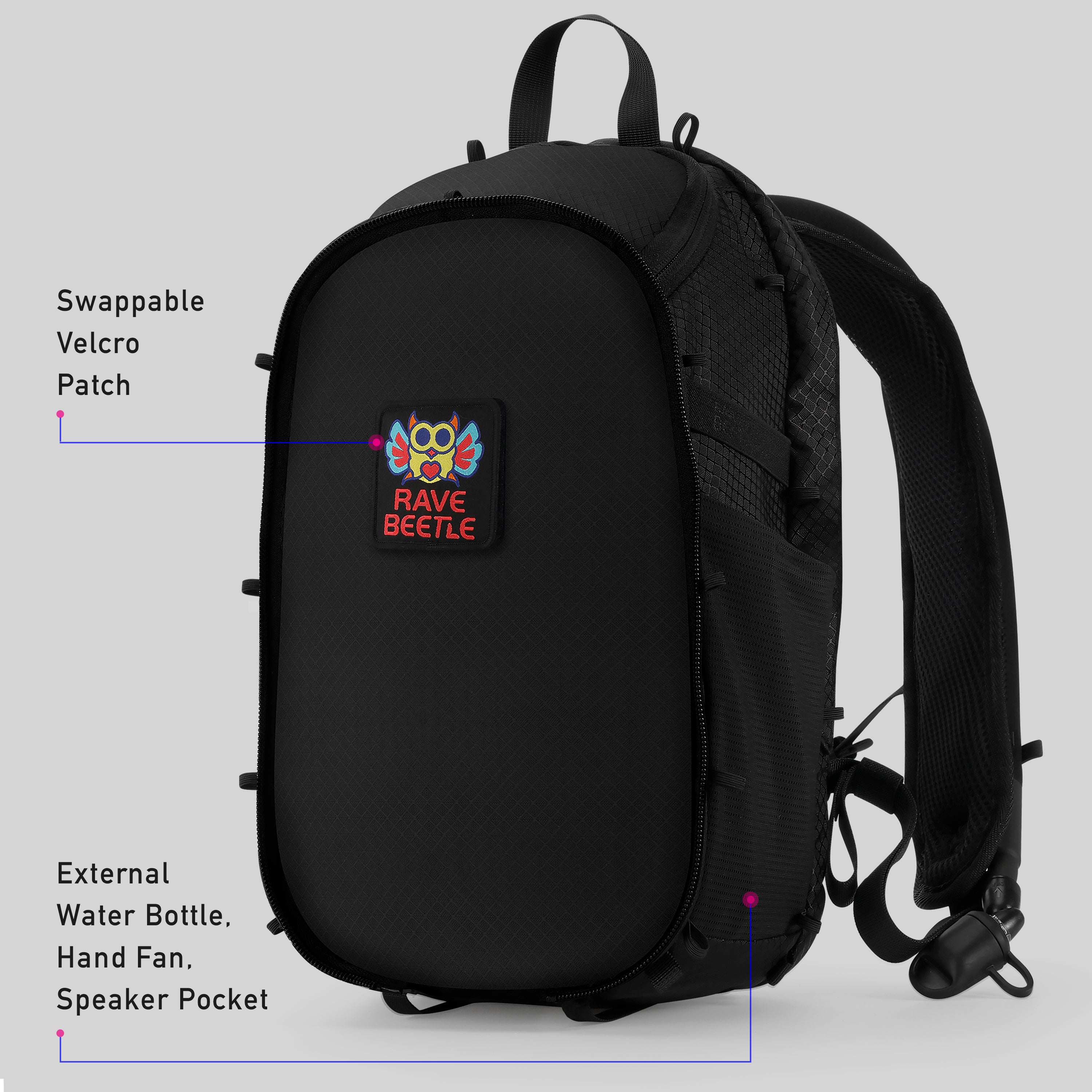 RaveBeetle Elytra Hydration Pack – Festival Backpack with Water Bladder