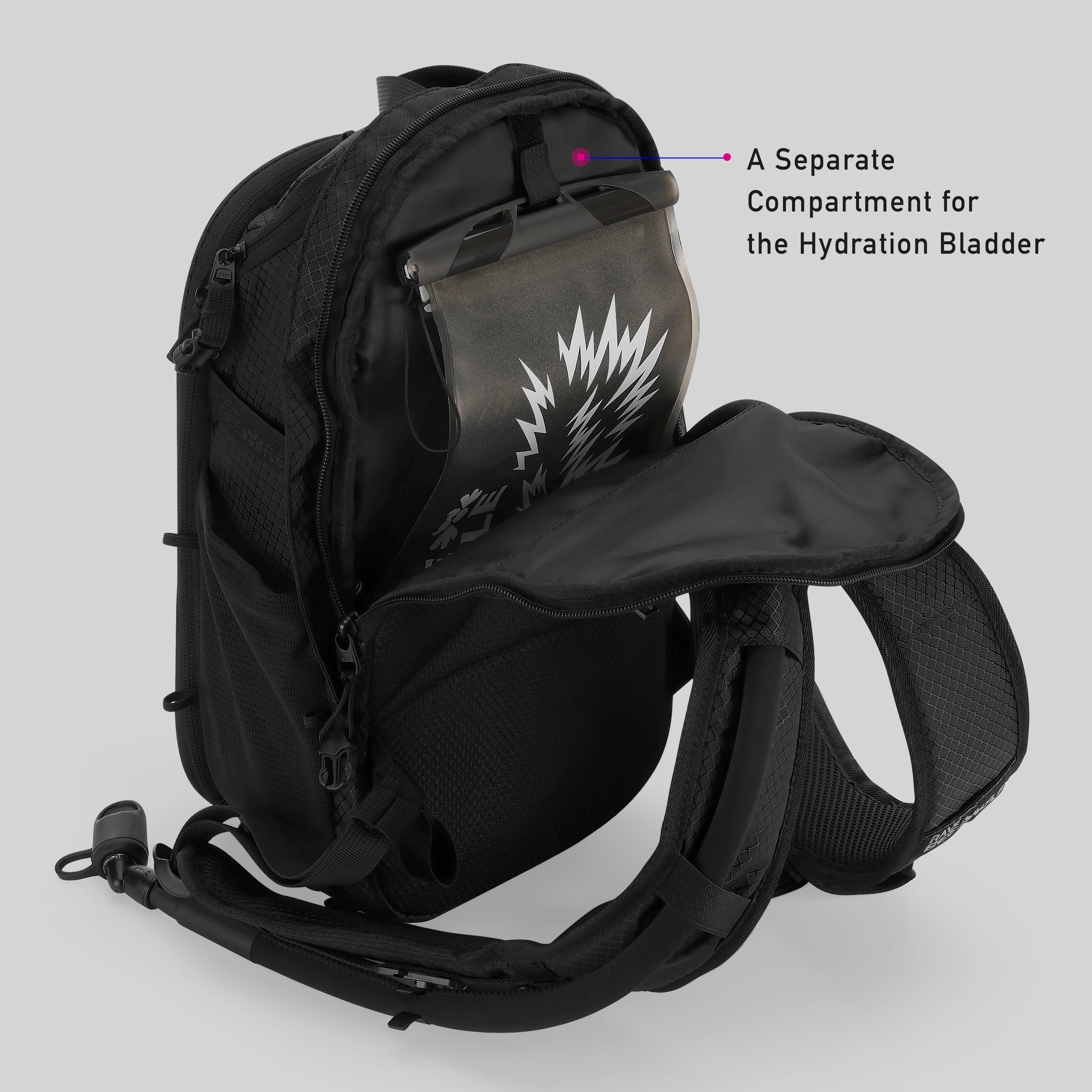 RaveBeetle Elytra LED Hydration Pack – Festival Backpack with Water Bladder (Black)