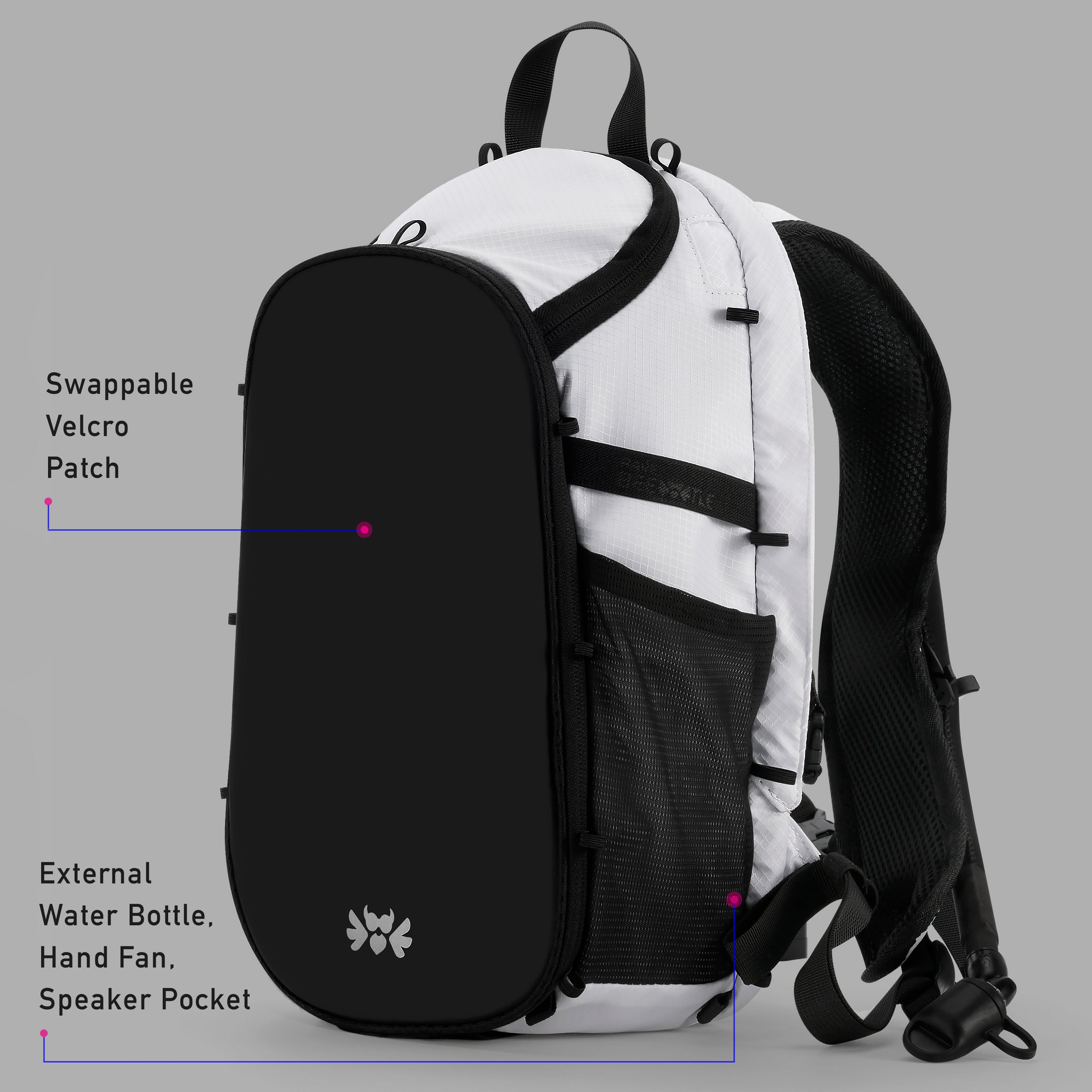 RaveBeetle Elytra Hydration Pack – Festival Backpack with Water Bladder (White)