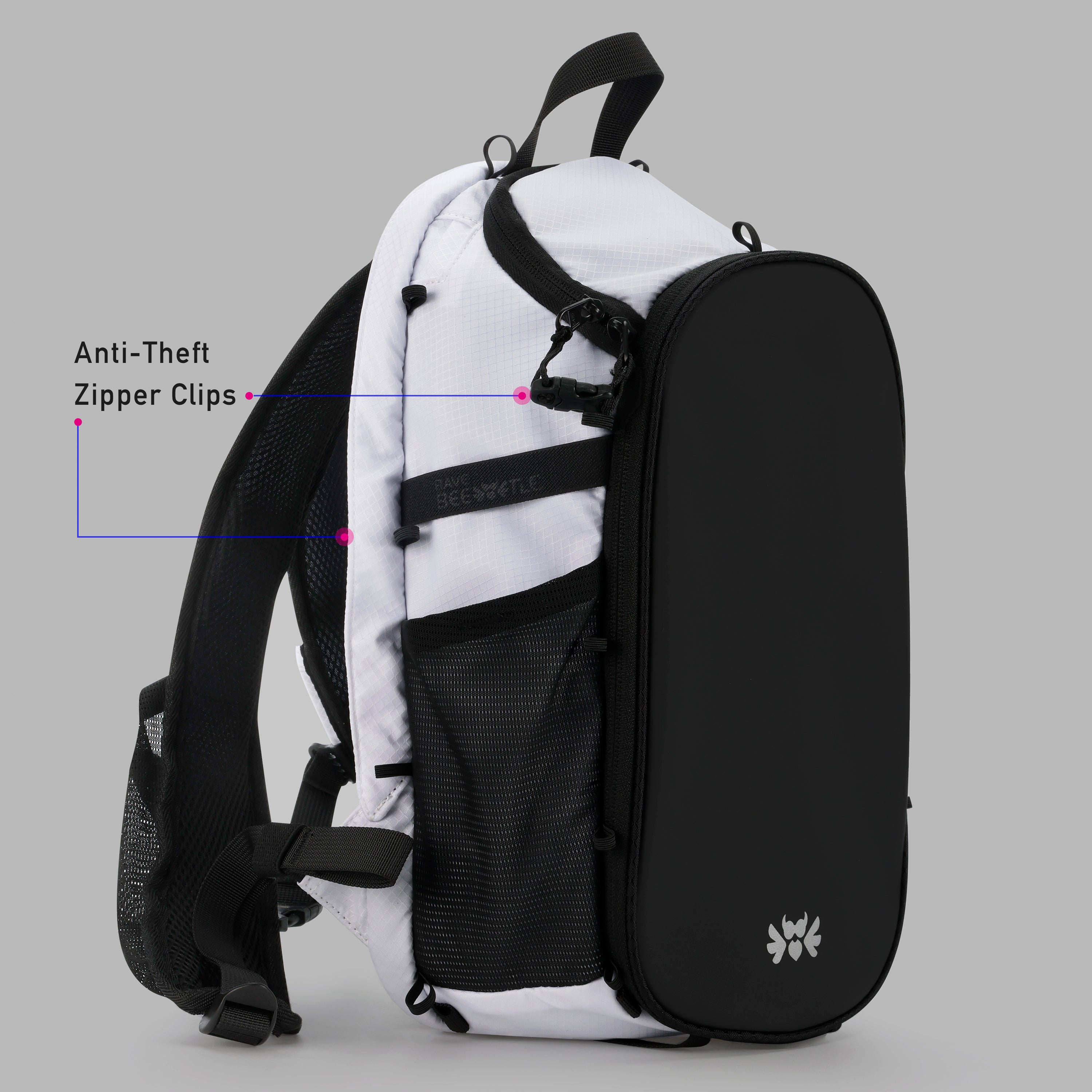 RaveBeetle Elytra LED Hydration Pack – Festival Backpack with Water Bladder (White)