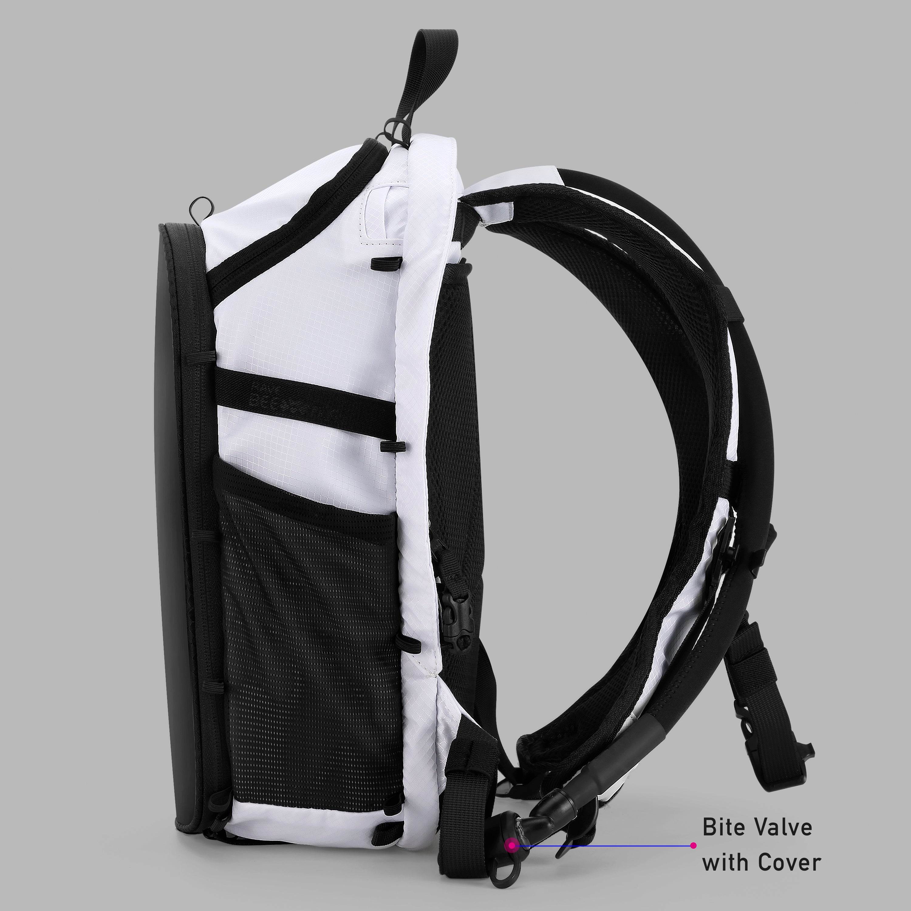 RaveBeetle Elytra LED Hydration Pack – Festival Backpack with Water Bladder (White)