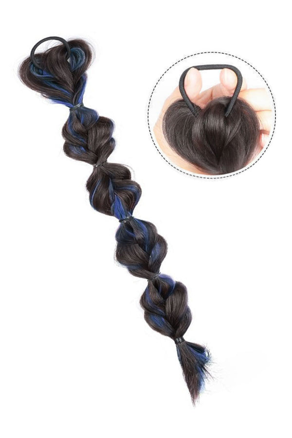14" Blue Pigtails Braided Hair Ponytail Extension