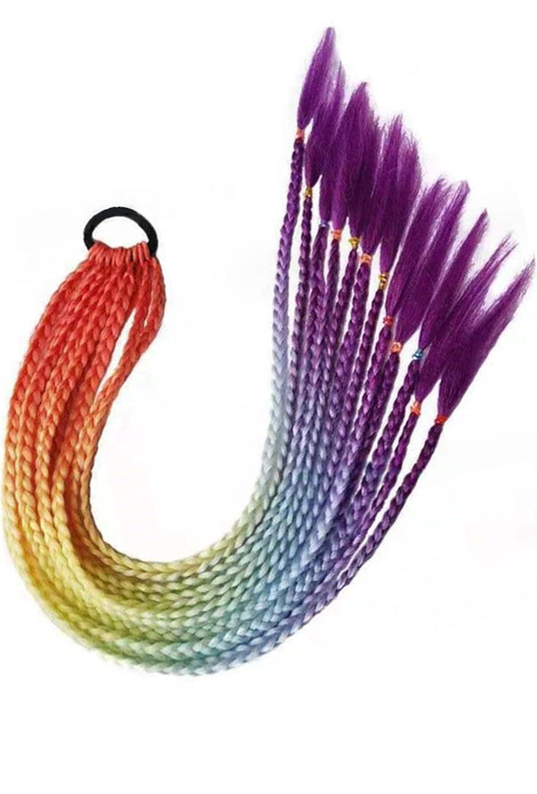25" Rainbow Passion Twist Braided Hair Ponytail Extension