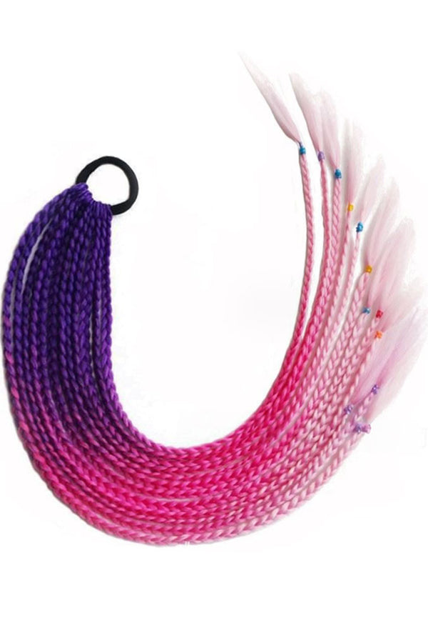 25" Purple / Pink Passion Twist Braided Hair Ponytail Extension