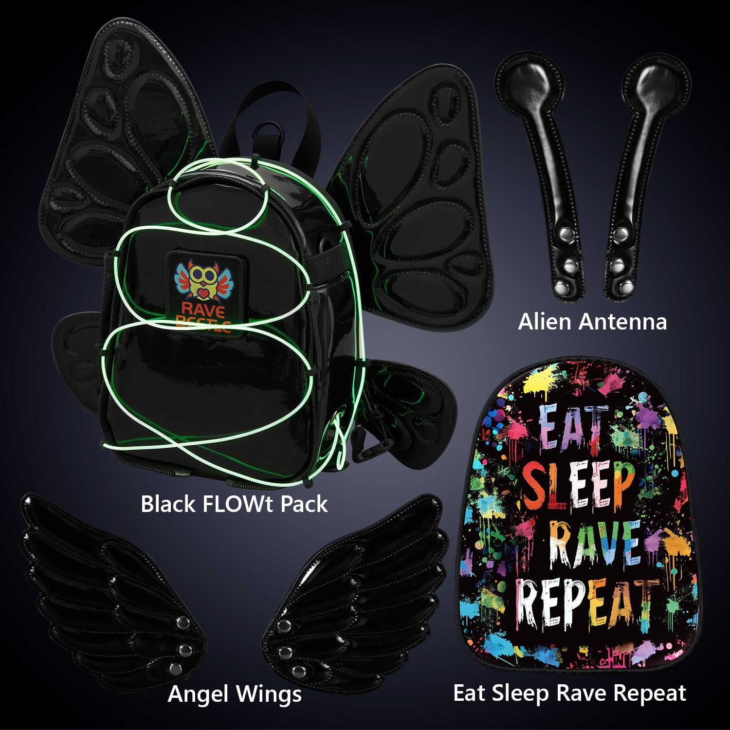 FLOWt Essential Bundle – Wings &amp; Eat Sleep Rave Repeat Vibe Print Pack