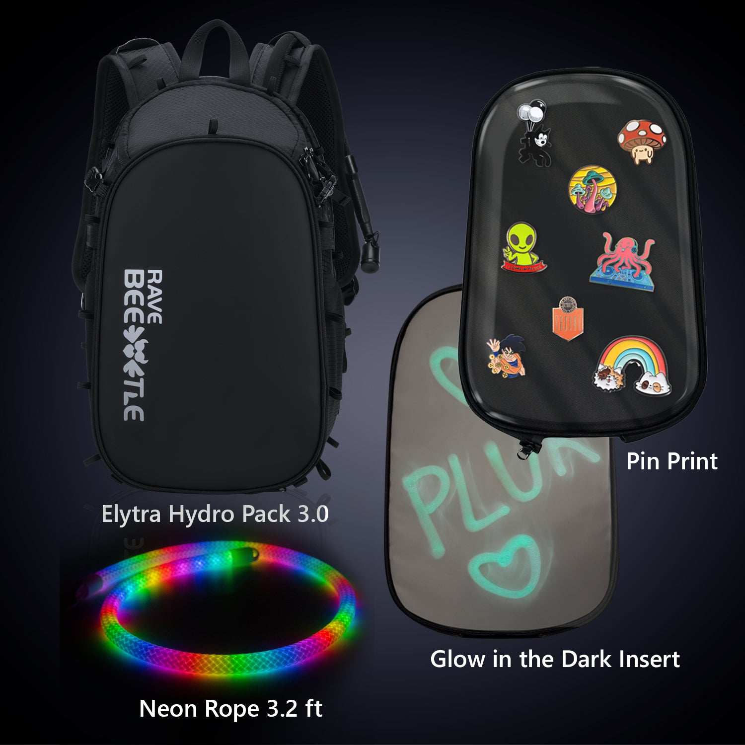 Elytra 3.0 Pin Print Bundle – Pin Print, Glow in the Dark Insert &amp; Neon Rope Set