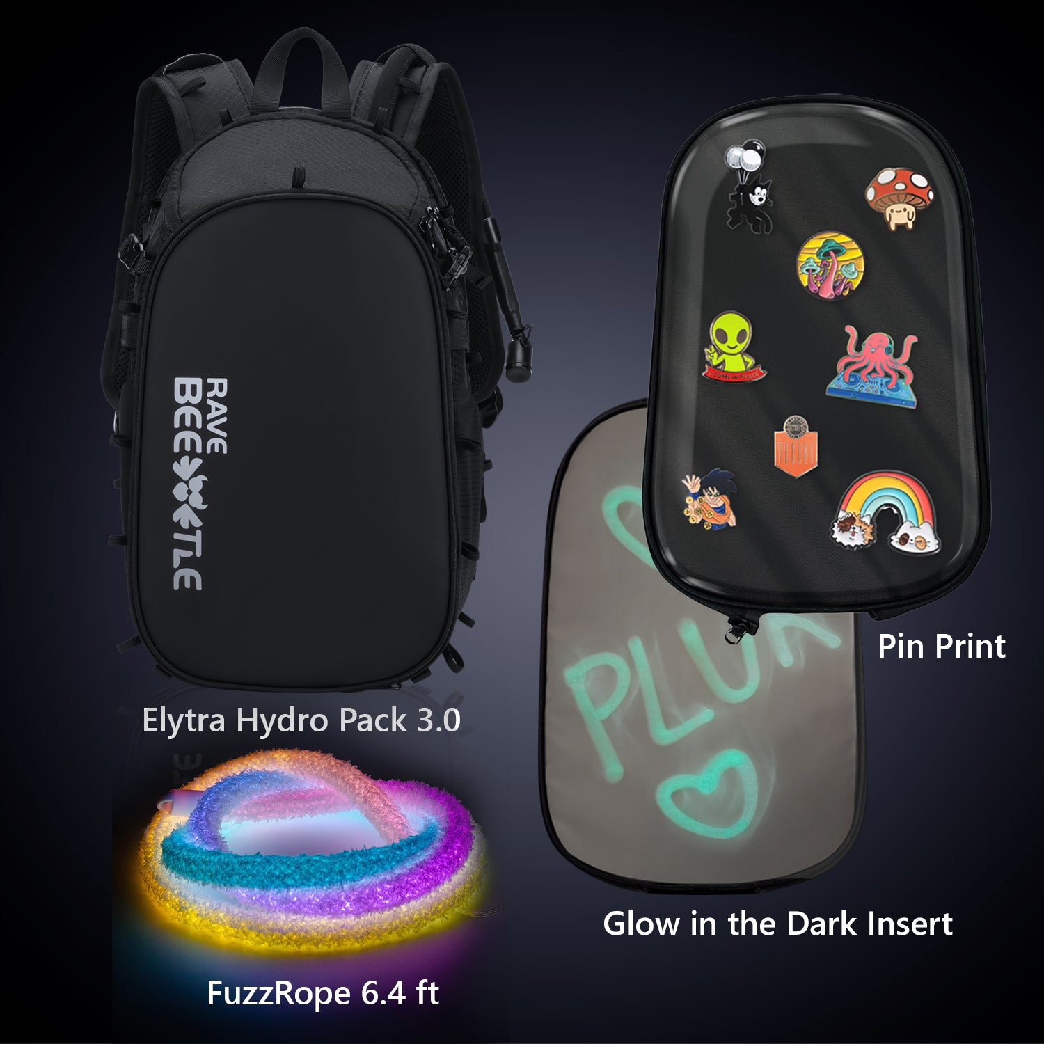 Elytra 3.0 Pin Print Bundle – Pin Print, Glow in the Dark Insert &amp; Neon Rope Set
