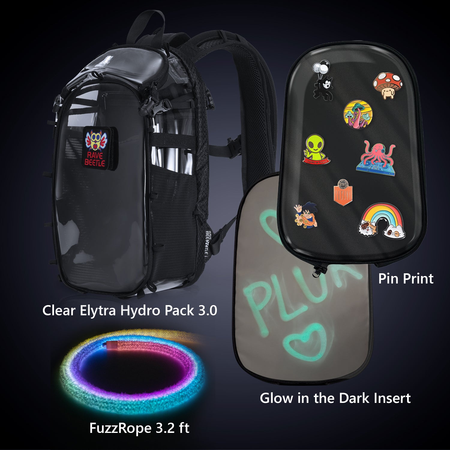 Elytra 3.0 Pin Print Bundle – Pin Print, Glow in the Dark Insert &amp; Neon Rope Set