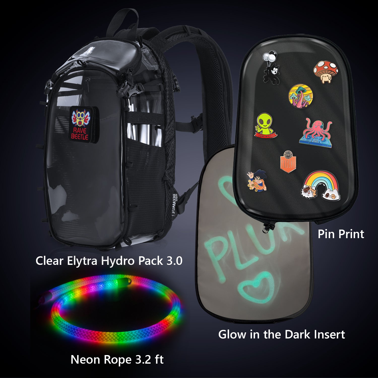 Elytra 3.0 Pin Print Bundle – Pin Print, Glow in the Dark Insert &amp; Neon Rope Set