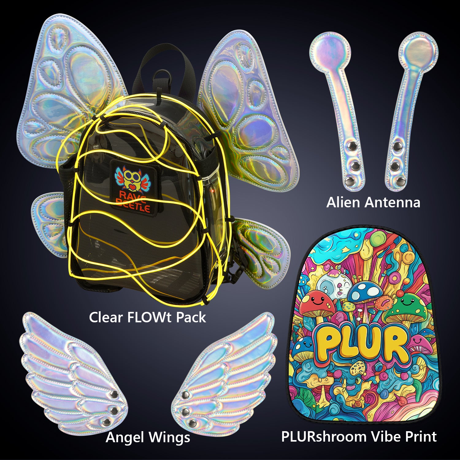 FLOWt Essential Bundle – Wings &amp; PLUR Mushroom Vibe Print Pack