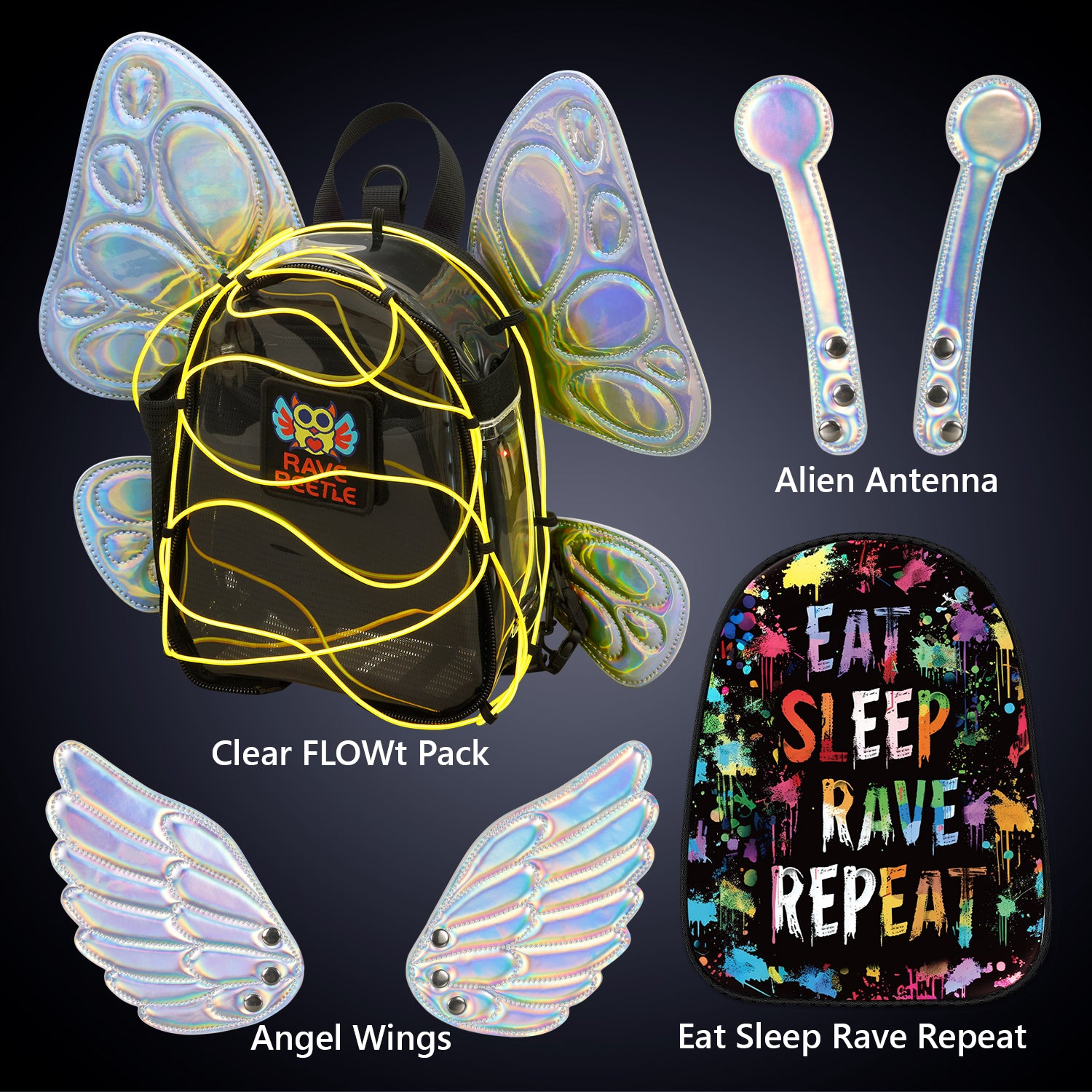FLOWt Essential Bundle – Wings &amp; Eat Sleep Rave Repeat Vibe Print Pack
