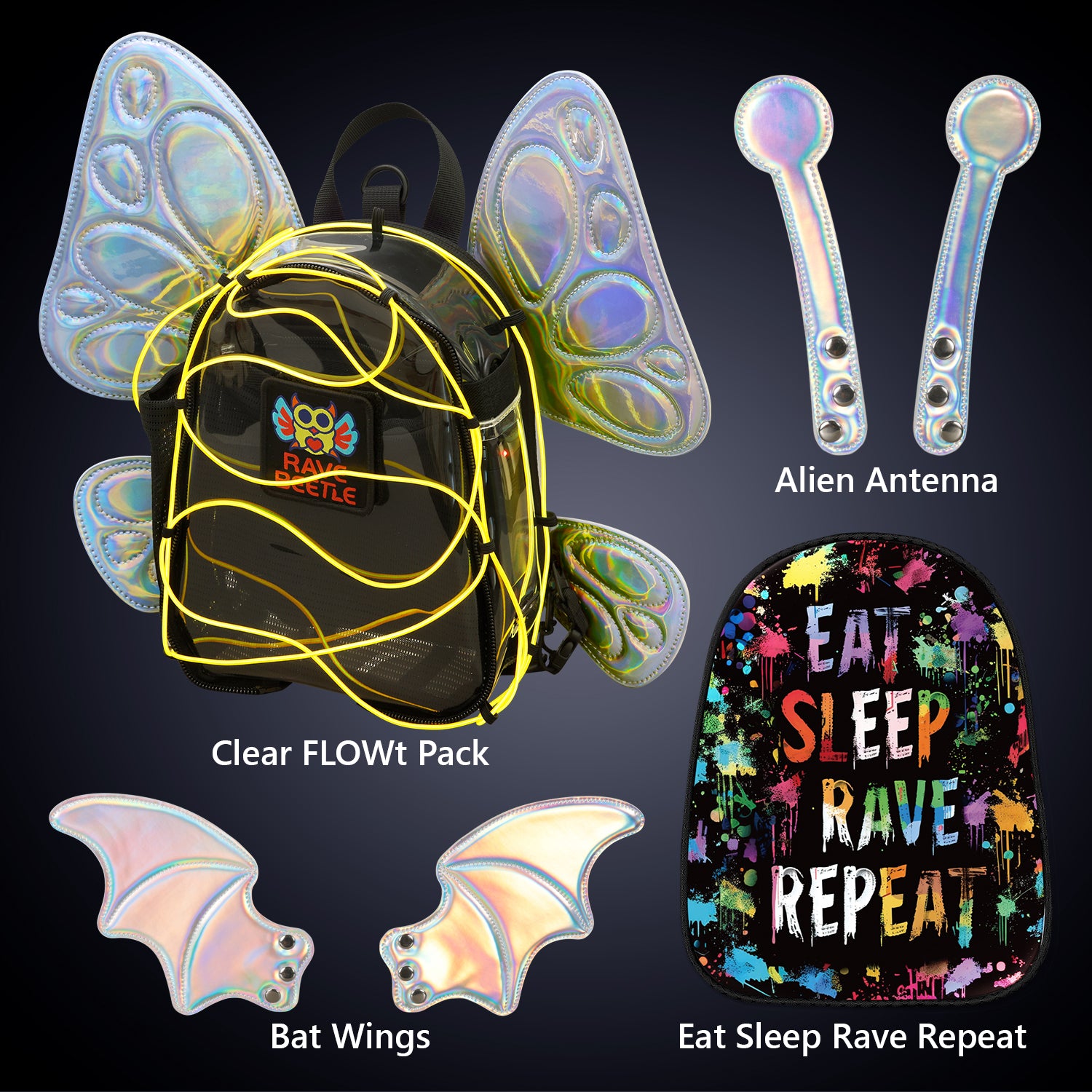 FLOWt Essential Bundle – Wings &amp; Eat Sleep Rave Repeat Vibe Print Pack