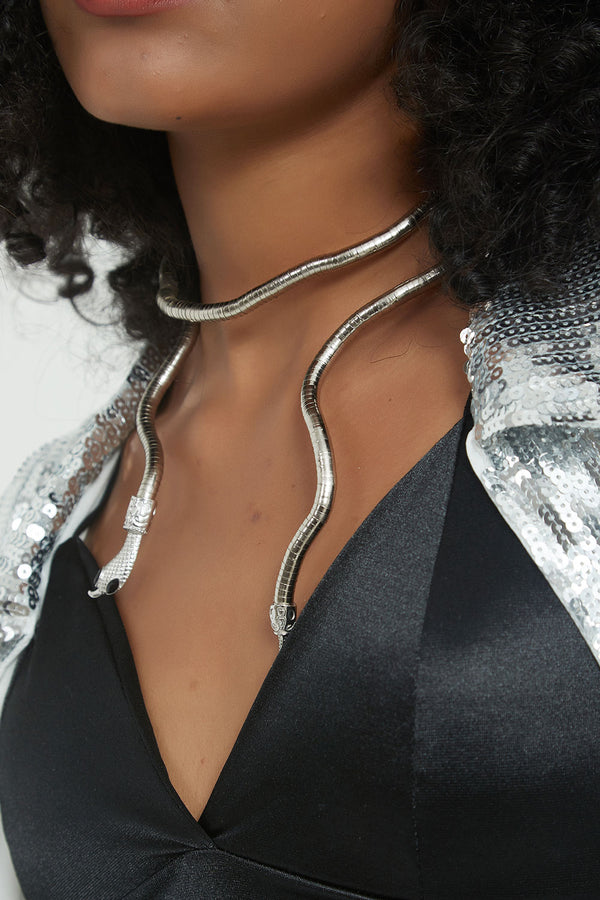 Silver Slithering Snake Necklace