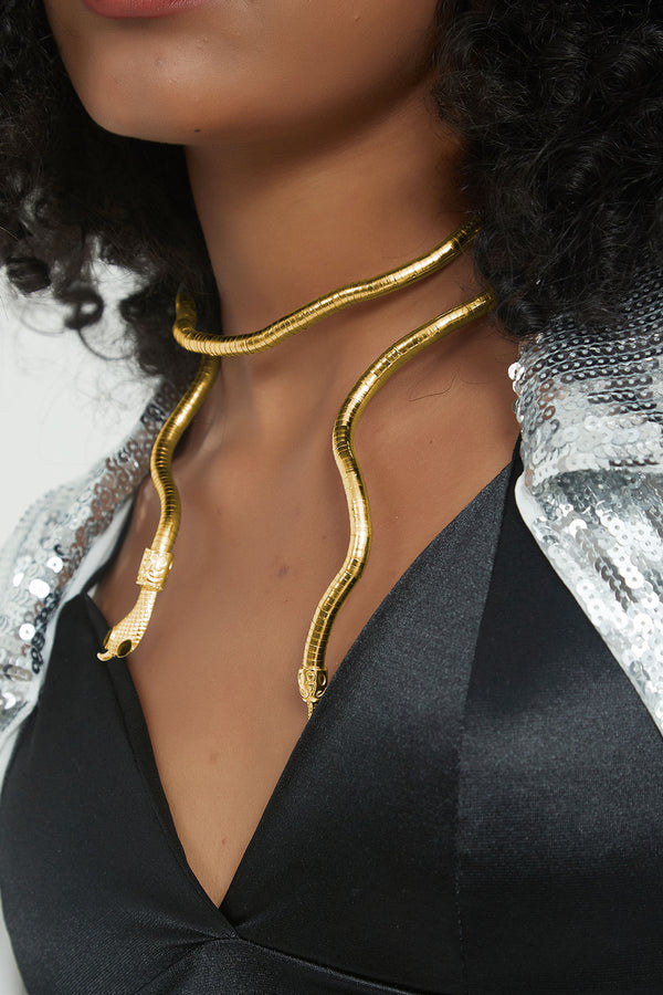 Gold Slithering Snake Necklace