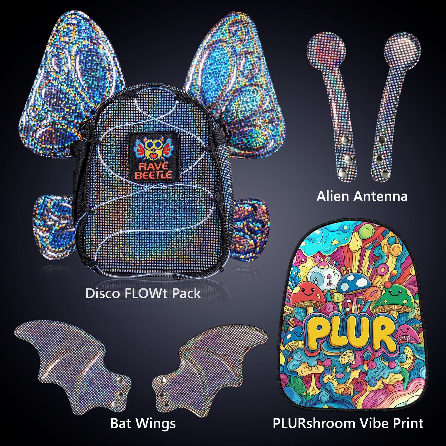 FLOWt Essential Bundle – Wings &amp; PLUR Mushroom Vibe Print Pack