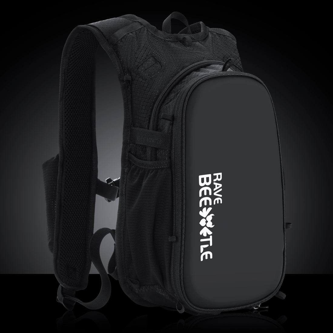 RaveBeetle Elytra AIR LED Hydration Backpack – Lightweight Festival Pack with 2L Water Bladder (Black)