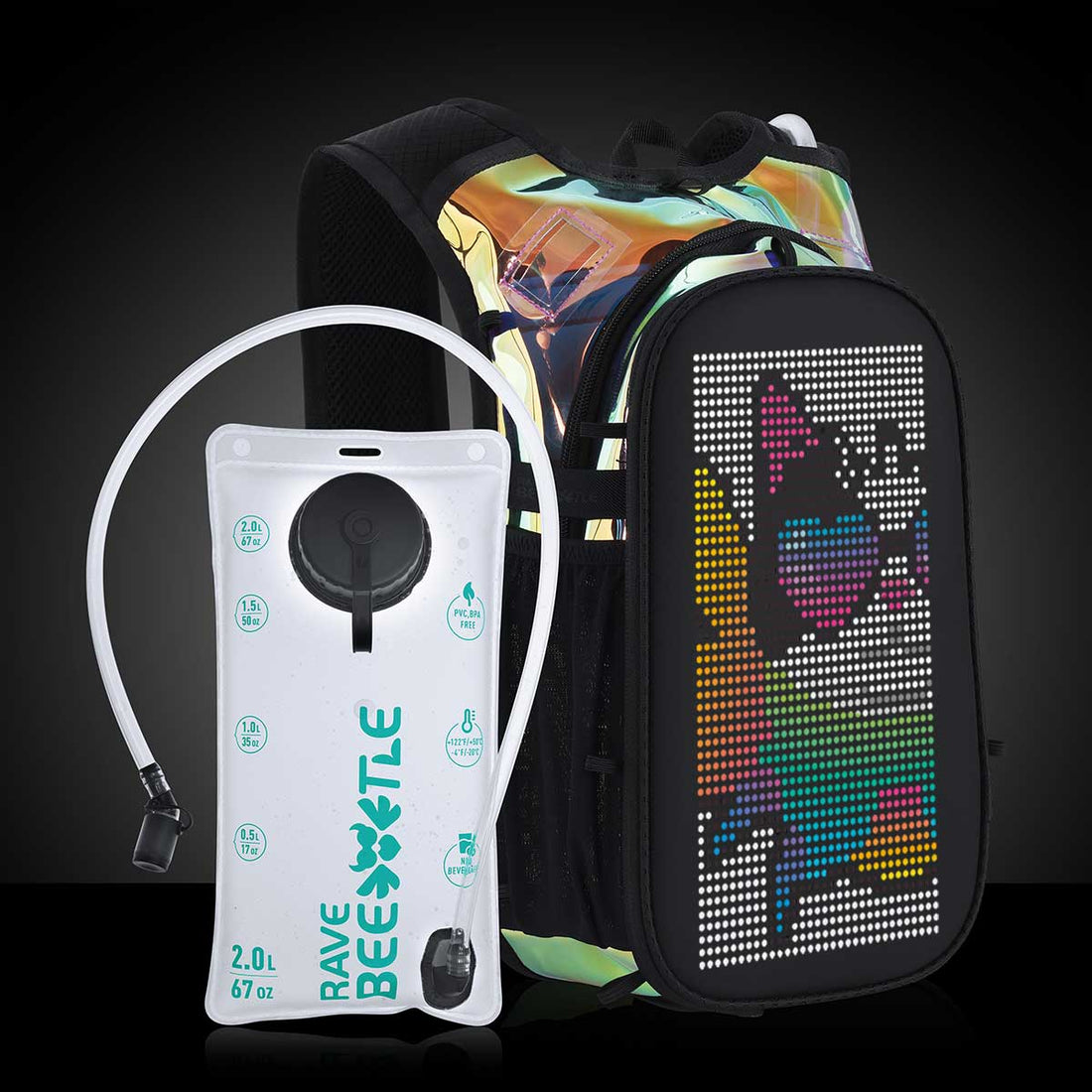 RaveBeetle Elytra AIR Hydration Pack Holography Galaxy with LED Screen