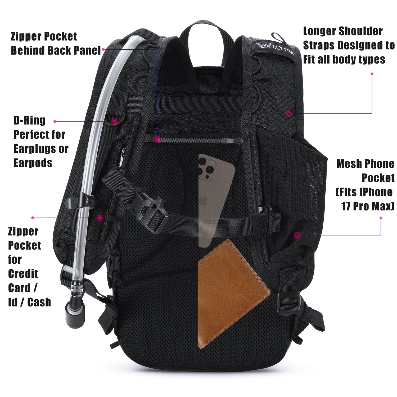 Elytra LED Hydration Pack 3.0 – Festival Backpack with Water Bladder (Black)