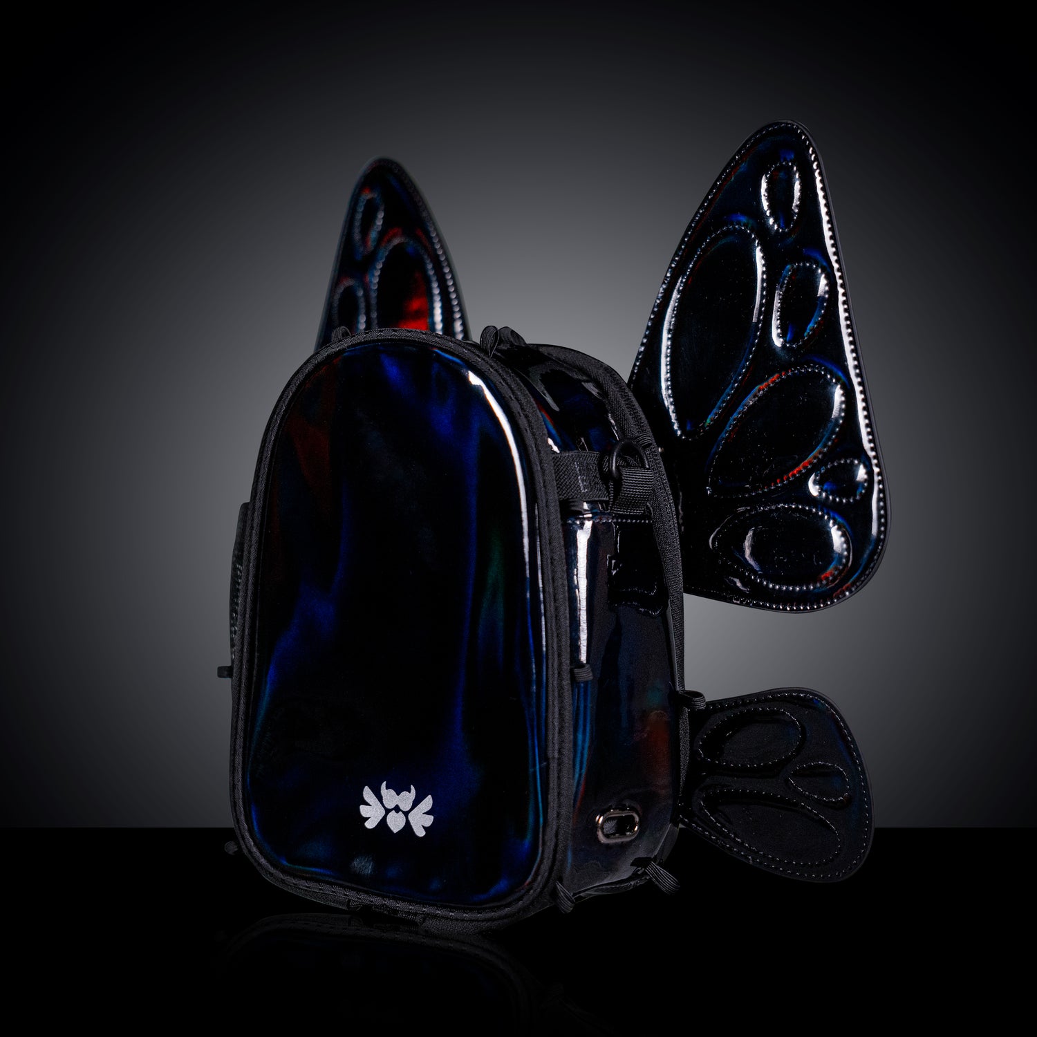 black holographic mini backpack FLOWt Magic Backpack Interchangeable Wing Mini Backpack for Theme Park Outfits (Mocha) Mocha / 6.5” W x 3.8” D x 9.1” H