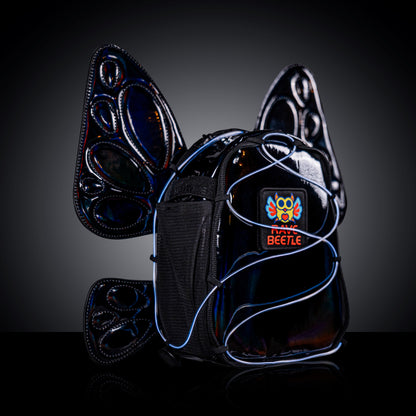RaveBeetle FLOWt LED Festival Pack – Swappable Wing Rave Backpack with Light Accessory (Black)