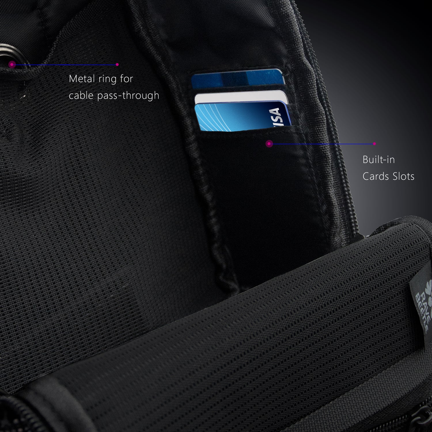 RaveBeetle FLOWt LED Festival Pack – Swappable Wing Rave Backpack with Light Accessory (Black)