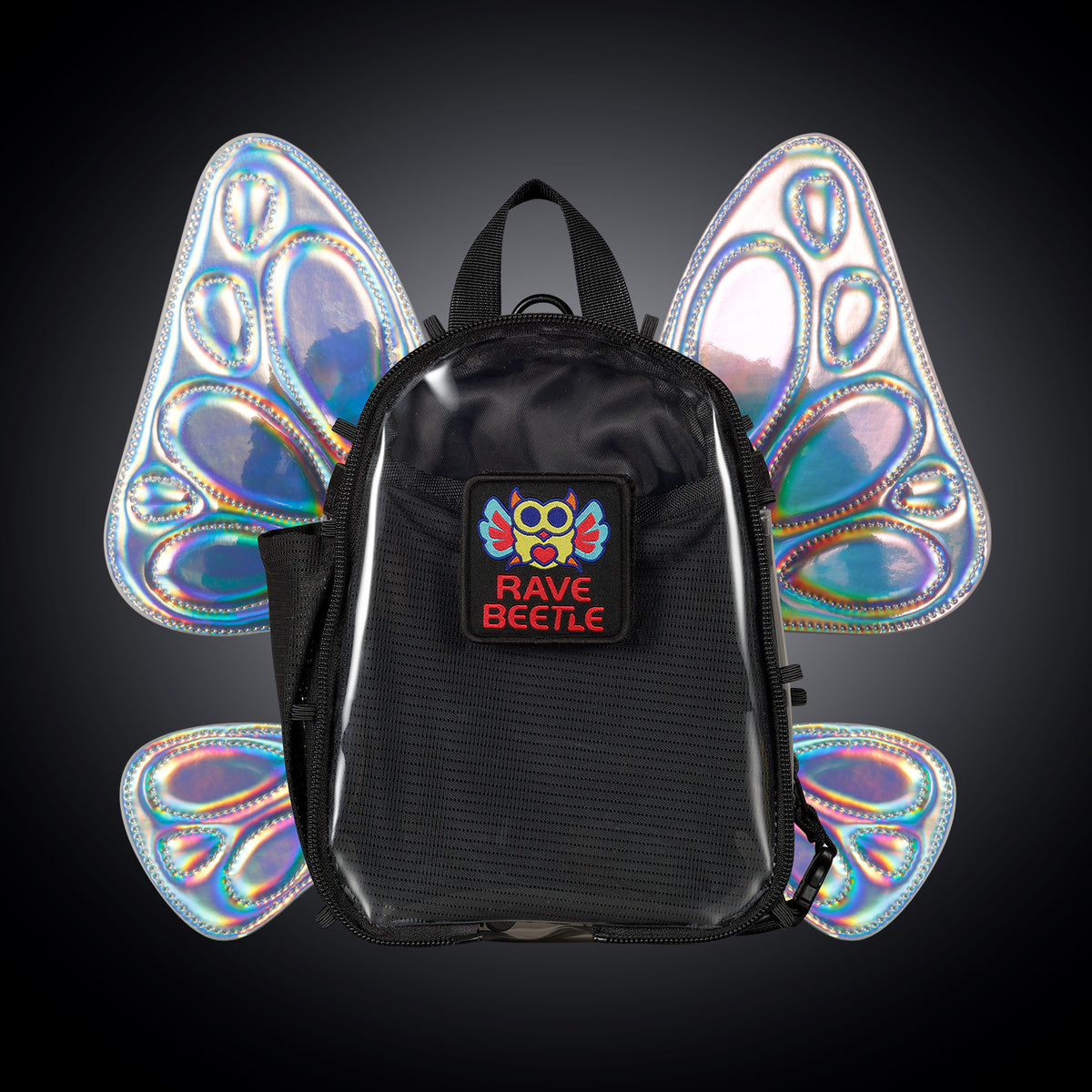 FLOWt Pin Display Festival Pack – Swappable Wing Rave Clear Backpack