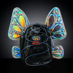RaveBeetle FLOWt Festival Pack – Swappable Wing Rave Backpack with Light Accessory (Clear)